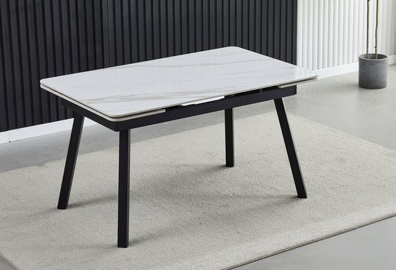 Стіл розкладний MADRID CERAMIC Intarsio 120(180)*85 Білий Глянець Чорний фотографія
