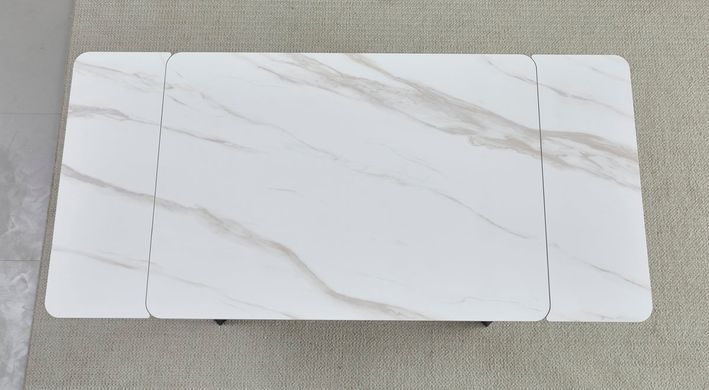Стіл розкладний MADRID CERAMIC Intarsio 120(180)*85 Білий Глянець Чорний фотографія