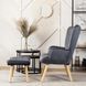 Кресло мягкое бархатное с подставкой для ног MEBEL ELITE LOZANO Velvet Серый