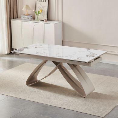 Стіл розкладний MEBEL ELITE LUIGI 160(240)х90 см Білий мармур/Кашемір фотографія