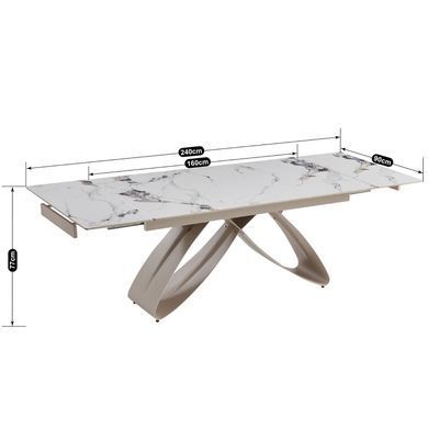 Стіл розкладний MEBEL ELITE LUIGI 160(240)х90 см Білий мармур/Кашемір фотографія