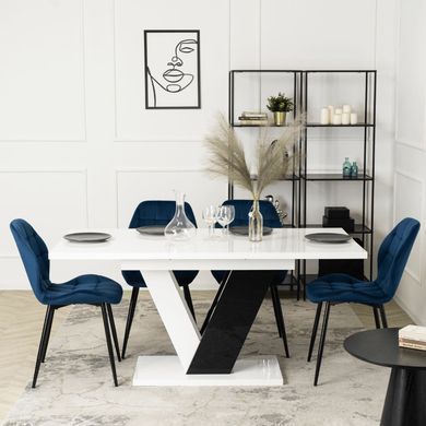 Стілець оксамитовий MEBEL ELITE LUCKY Velvet, Синій / Чорний фотографія