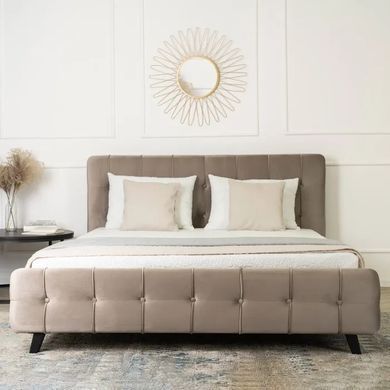 Ліжко двоспальне оксамитове MEBEL ELITE LINO Velvet, 160x200 см, Бежевий фотографія