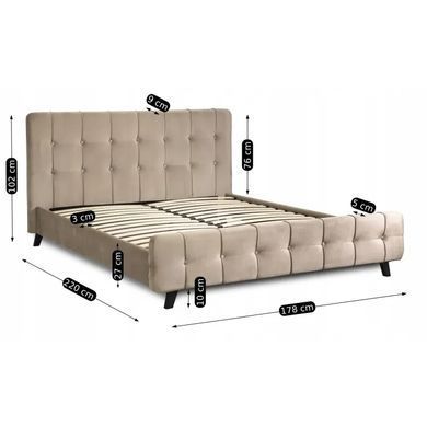 Ліжко двоспальне оксамитове MEBEL ELITE LINO Velvet, 160x200 см, Бежевий фотографія
