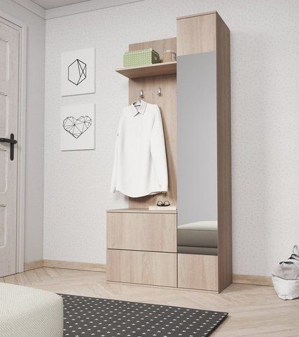 Прихожая с зеркалом Perfect Home Грин/Green 3-дверный Дуб сонома фотография