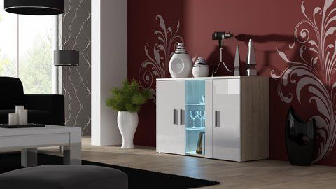 Комод SOHO S7 Cama 120 Дуб Сонома Мат / Білий Глянець фотографія
