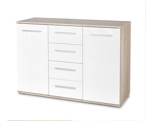 Комод LIMA KM-4&nbsp;Halmar 116x40 Белый / Дуб Сонома фотография