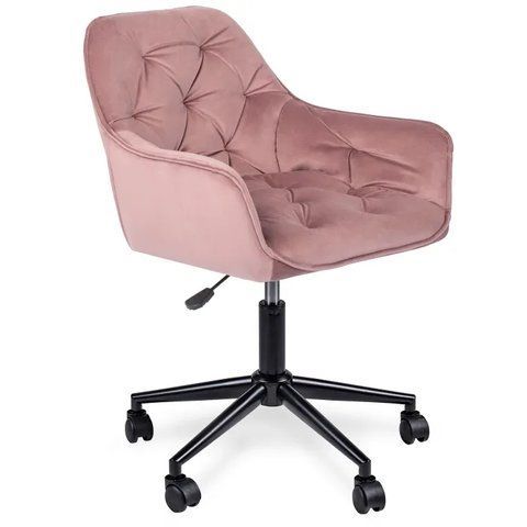 Стул офисный поворотный бархатный MEBEL ELITE MILAN 2 Velvet Розовый / Черный фотография