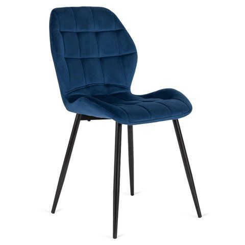 Стул бархатный MEBEL ELITE LUCKY Velvet, Синий / Черный фотография
