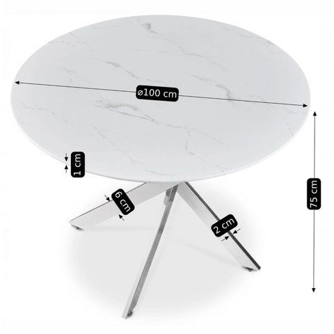 Стіл MEBEL ELITE BALI 100х100 см Білий/Хром фотографія