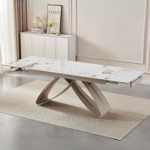 Стіл розкладний MEBEL ELITE LUIGI 160(240)х90 см Білий мармур/Кашемір фотографія