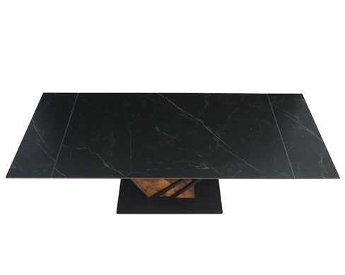 Стіл розкладний FERNANDO CERAMIC Intarsio 160(220)*90 чорний мат/старий дуб фотографія