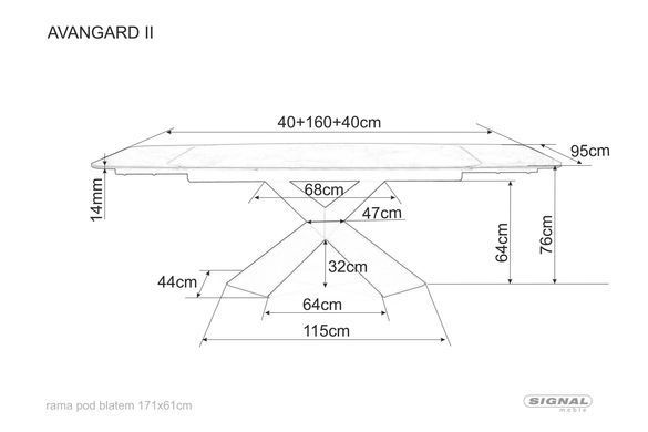 Стол Обеденный AVANGARD II Signal 160(240)X95 Черный Мрамор / Черный фотография