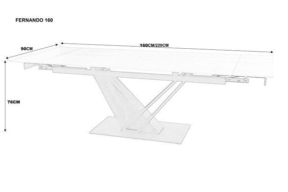 Раскладной стол FERNANDO CERAMIC Intarsio 160(220)*90 травертин мат/темный орех фотография
