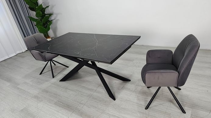 Стіл розкладний MADISON CERAMIC Intarsio 160(240)*90 чорний мат/чорний фотографія