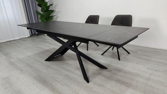 Стіл розкладний MADISON CERAMIC Intarsio 160(240)*90 чорний мат/чорний фотографія