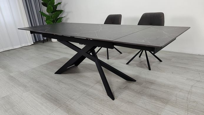 Стіл розкладний MADISON CERAMIC Intarsio 160(240)*90 чорний мат/чорний фотографія