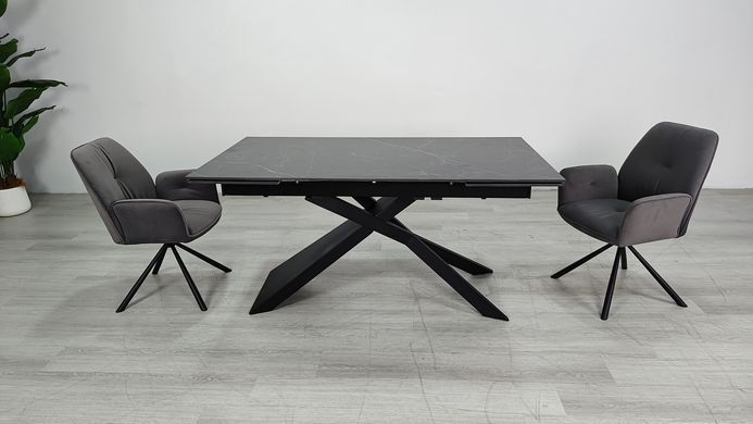 Стіл розкладний MADISON CERAMIC Intarsio 160(240)*90 чорний мат/чорний фотографія