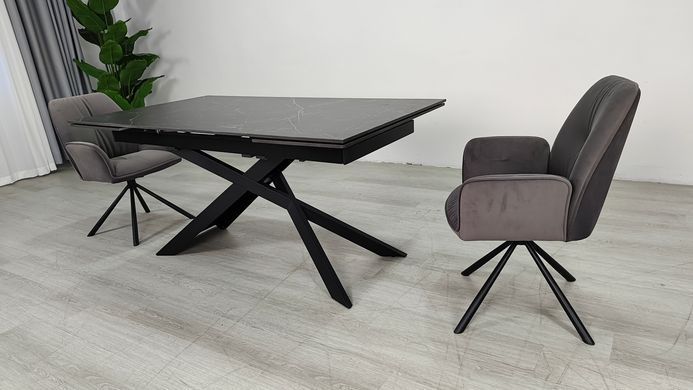 Стіл розкладний MADISON CERAMIC Intarsio 160(240)*90 чорний мат/чорний фотографія