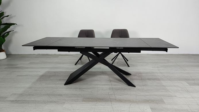 Стіл розкладний MADISON CERAMIC Intarsio 160(240)*90 чорний мат/чорний фотографія
