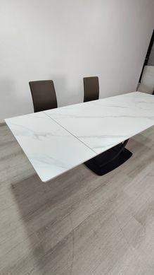 Стіл розкладний HILDA CERAMIC Intarsio 160(240)*90 білий мат/чорний фотографія