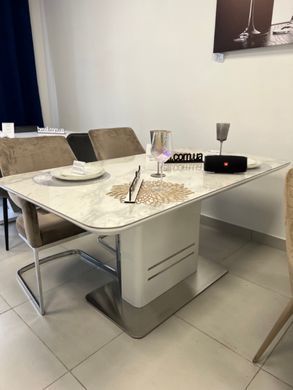 Стіл Обідній CARTIER CERAMIC Signal 160(210)x90 Білий з Ефектом Мармуру фотографія