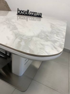 Стіл Обідній CARTIER CERAMIC Signal 160(210)x90 Білий з Ефектом Мармуру фотографія