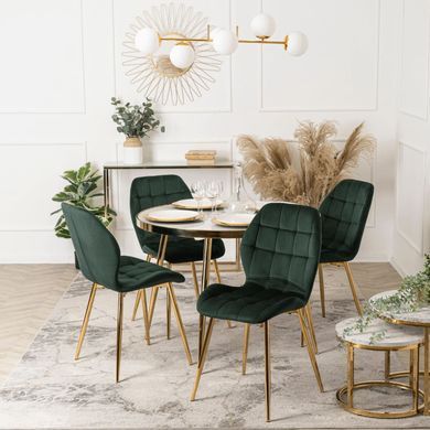 Стілець оксамитовий MEBEL ELITE LUCKY Velvet Зелений / Золотий фотографія