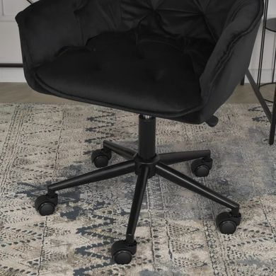 Стілець офісний поворотний оксамитовий MEBEL ELITE MILAN 2 Velvet Чорний / Чорний фотографія