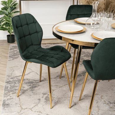 Стілець оксамитовий MEBEL ELITE LUCKY Velvet Зелений / Золотий фотографія