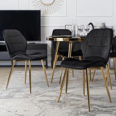 Стілець оксамитовий MEBEL ELITE IRYS Velvet Чорний/золото фотографія