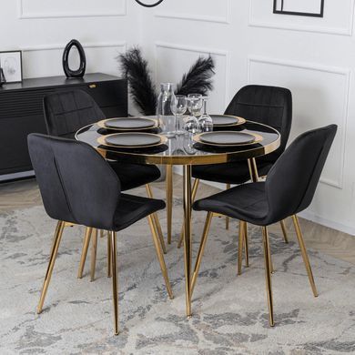 Стілець оксамитовий MEBEL ELITE IRYS Velvet Чорний/золото фотографія