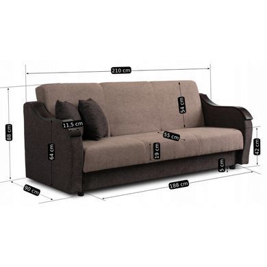 Диван MEBEL ELITE BLOOM 210 см Коричневий фотографія