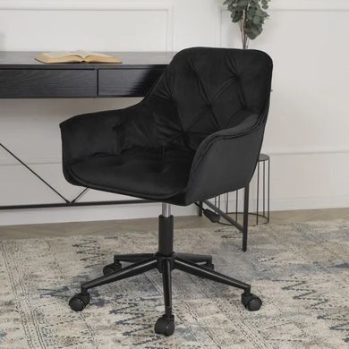 Стілець офісний поворотний оксамитовий MEBEL ELITE MILAN 2 Velvet Чорний / Чорний фотографія