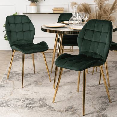 Стілець оксамитовий MEBEL ELITE LUCKY Velvet Зелений / Золотий фотографія