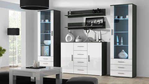 Стенка SOHO 3 Cama Белый Мат / Серый Глянец фотография