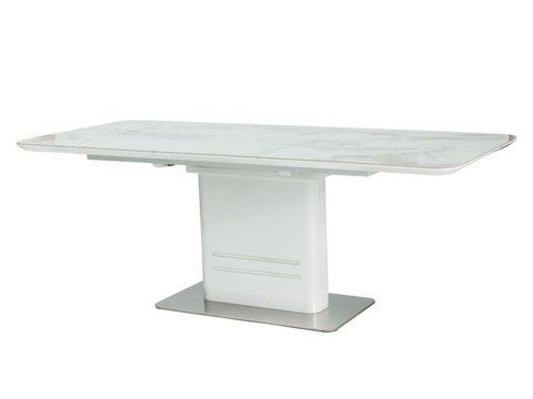 Стол Обеденный CARTIER CERAMIC Signal 160(210)x90 Белый с Эффектом Мрамора фотография