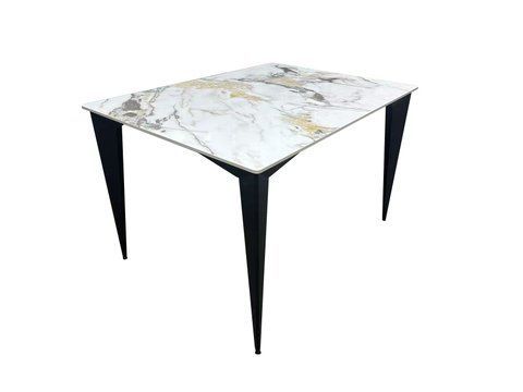 Стол NORMAN CERAMIC Gold Phoenix Intarsio 120x90 Белый Глянец Керамика Черный фотография