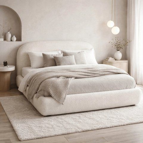 Ліжко двоспальне MEBEL ELITE ROSSO 160x200 см Кремовий фотографія