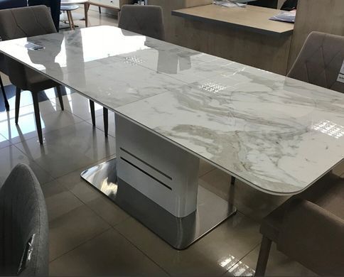 Стіл Обідній CARTIER CERAMIC Signal 160(210)x90 Білий з Ефектом Мармуру фотографія