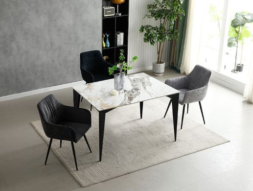 Стіл NORMAN CERAMIC Gold Phoenix Intarsio 120x90 Білий Глянець Кераміка Чорний фотографія