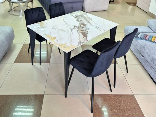 Стіл NORMAN CERAMIC Gold Phoenix Intarsio 120x90 Білий Глянець Кераміка Чорний фотографія