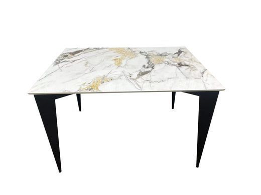 Стіл NORMAN CERAMIC Gold Phoenix Intarsio 120x90 Білий Глянець Кераміка Чорний фотографія