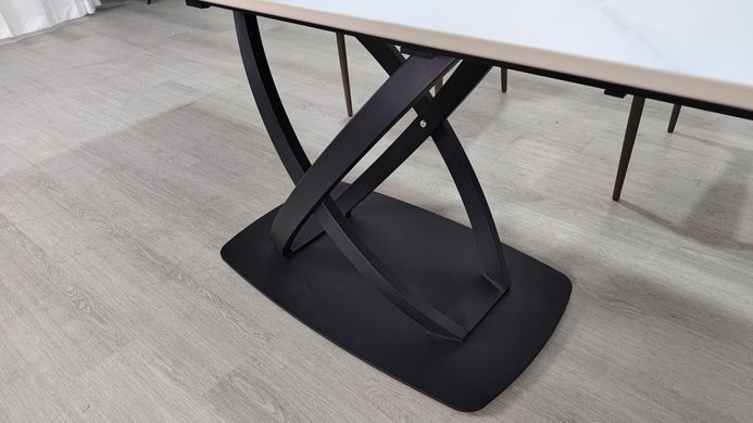 Стіл розкладний HILDA CERAMIC Intarsio 160(240)*90 білий мат/чорний фотографія