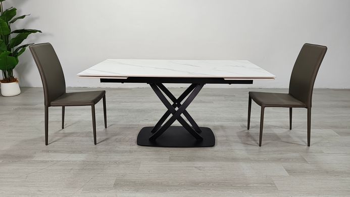 Стіл розкладний HILDA CERAMIC Intarsio 160(240)*90 білий мат/чорний фотографія