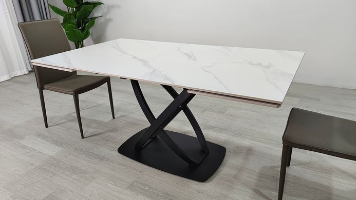 Стіл розкладний HILDA CERAMIC Intarsio 160(240)*90 білий мат/чорний фотографія