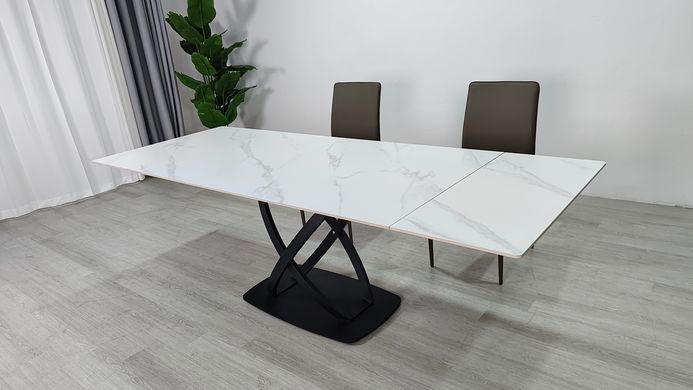Стіл розкладний HILDA CERAMIC Intarsio 160(240)*90 білий мат/чорний фотографія