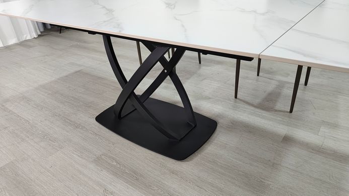 Стіл розкладний HILDA CERAMIC Intarsio 160(240)*90 білий мат/чорний фотографія