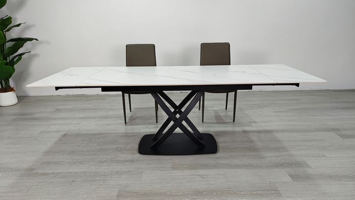 Стіл розкладний HILDA CERAMIC Intarsio 160(240)*90 білий мат/чорний фотографія