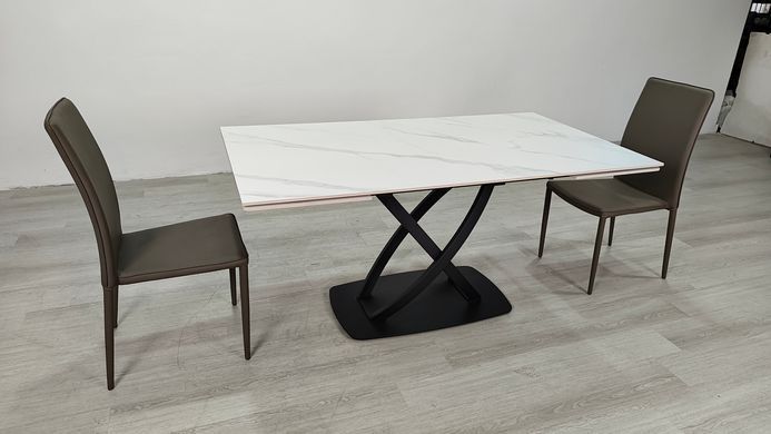 Стіл розкладний HILDA CERAMIC Intarsio 160(240)*90 білий мат/чорний фотографія